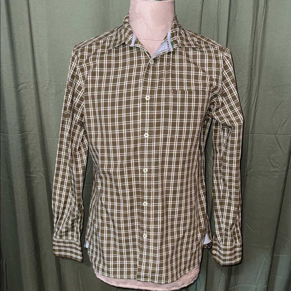 Tommy Hilfiger Olive Green Plaid Shirt